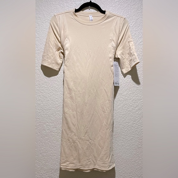 NWT Lululemon Cotton Wrap Front T-Shirt Dress Prosecco Size 4 - Picture 7 of 10